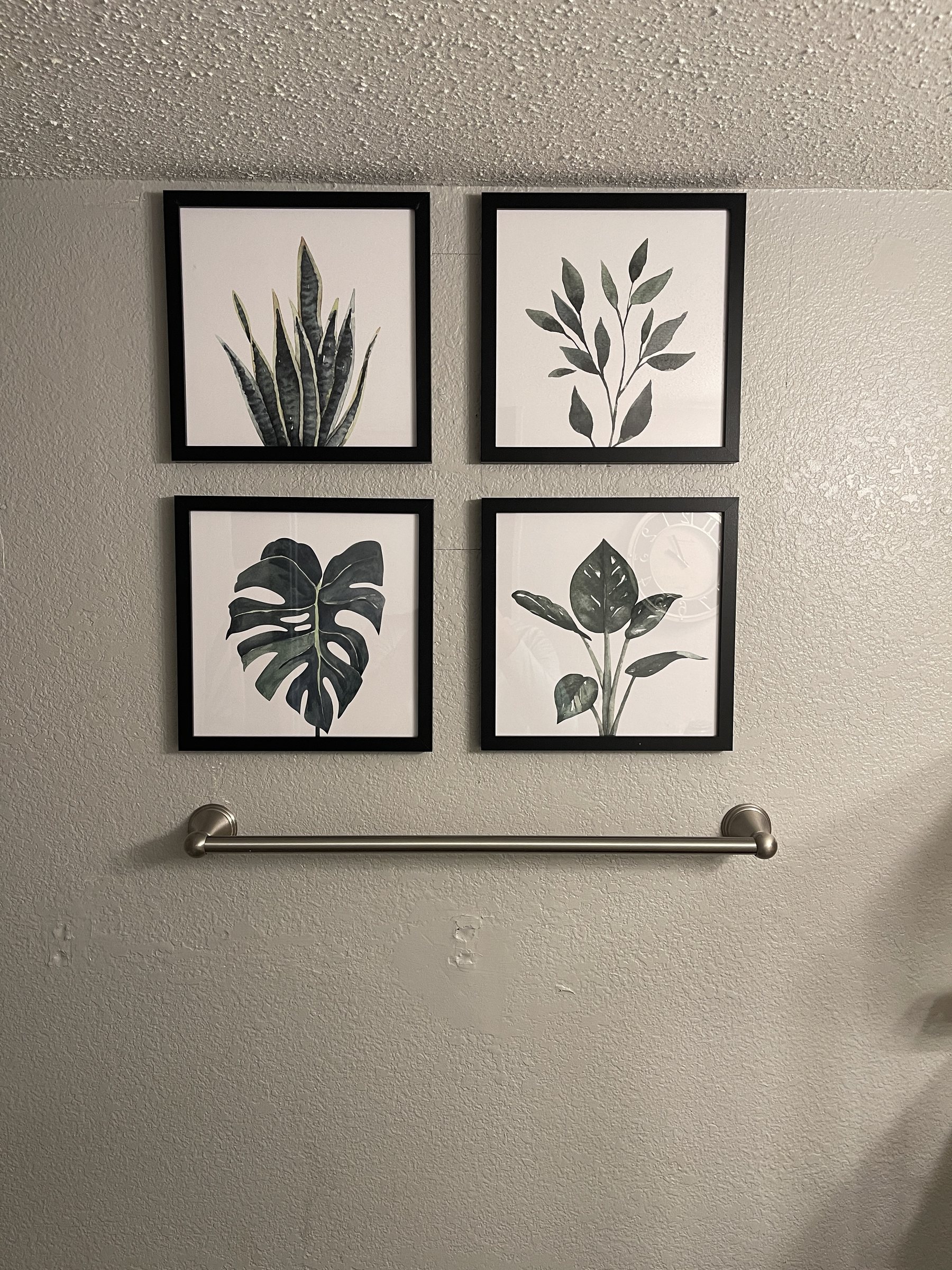 Four framed botanical prints aligned and mounted by Only Solutions